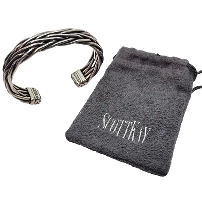 Scott Kay Heavy Woven Cuff Bracelet Designer Sterling Silver Mens 7.5 Large - Image 1 of 4