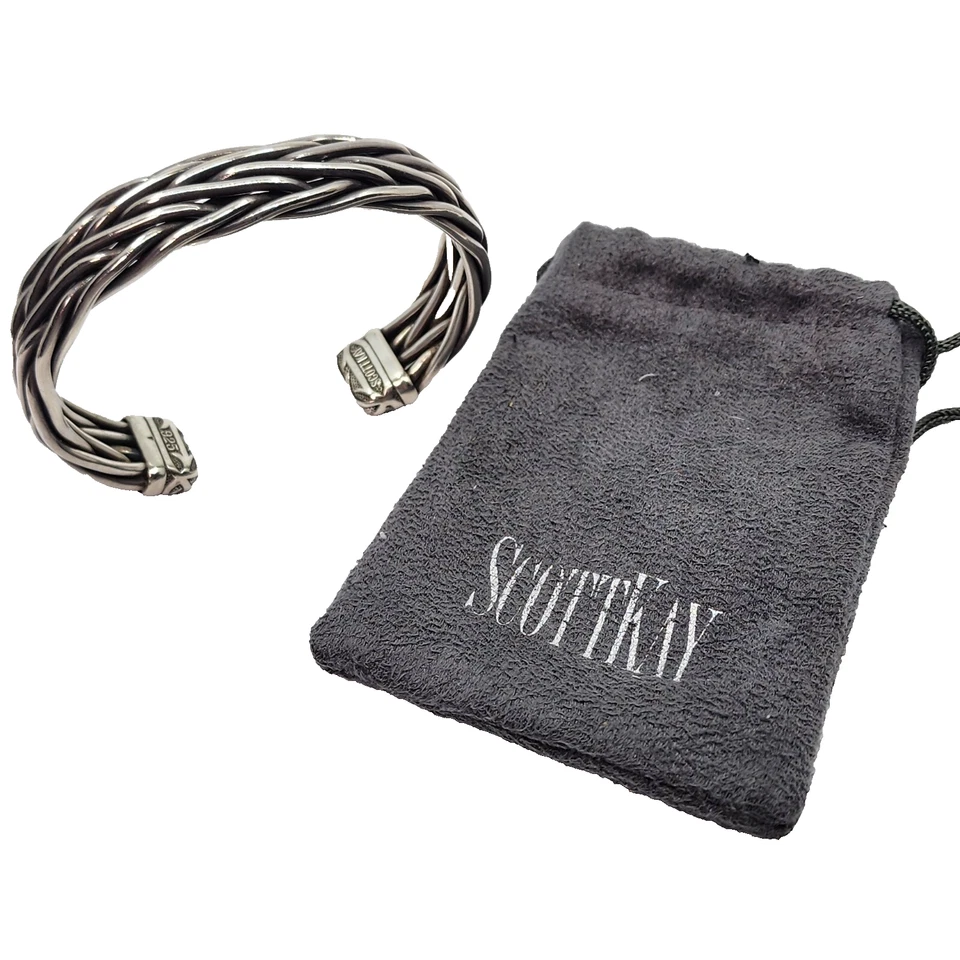 Scott Kay Heavy Woven Cuff Bracelet Designer Sterling Silver Mens 7.5 Large - Image 1 of 4