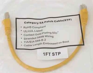 Cable SSTP de doble blindaje de red Cat6a amarillo de 1' ft LAN cobre - Imagen 1 de 4