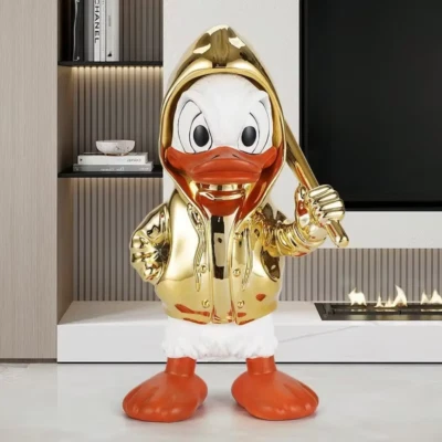 Big size 37/53 cm Duck Baseball Resin Statue Electroplate Punk Orrnament Cartoon - Image 1 of 4