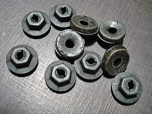 10 GM Chevy Buick 1/8" emblem name plate script black thread cutting sealer nuts - Picture 1 of 5