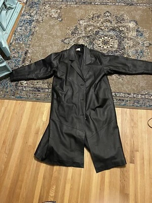 Винтажный ROAMAN'S женщин большой Тренч 100% кожаная куртка EUC - Изображение 1 из 4