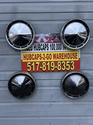 1960-61 Ford Galaxy Fairlane 500 10.5  Inch Poverty Hubcaps Set 4 Mint Dog Dish - Image 1 of 4