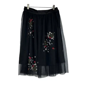 Falda bordada MM By Michelle para mujer talla M forrada de malla floral caprichoso - Imagen 1 de 8