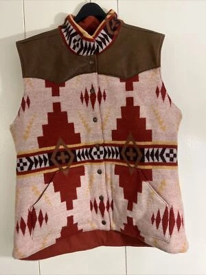 Chaleco Orvis Para Mujer Lana/Cuero Tapiz Azteca Nova Estampado Suroeste XLarge Foto 1 de 4