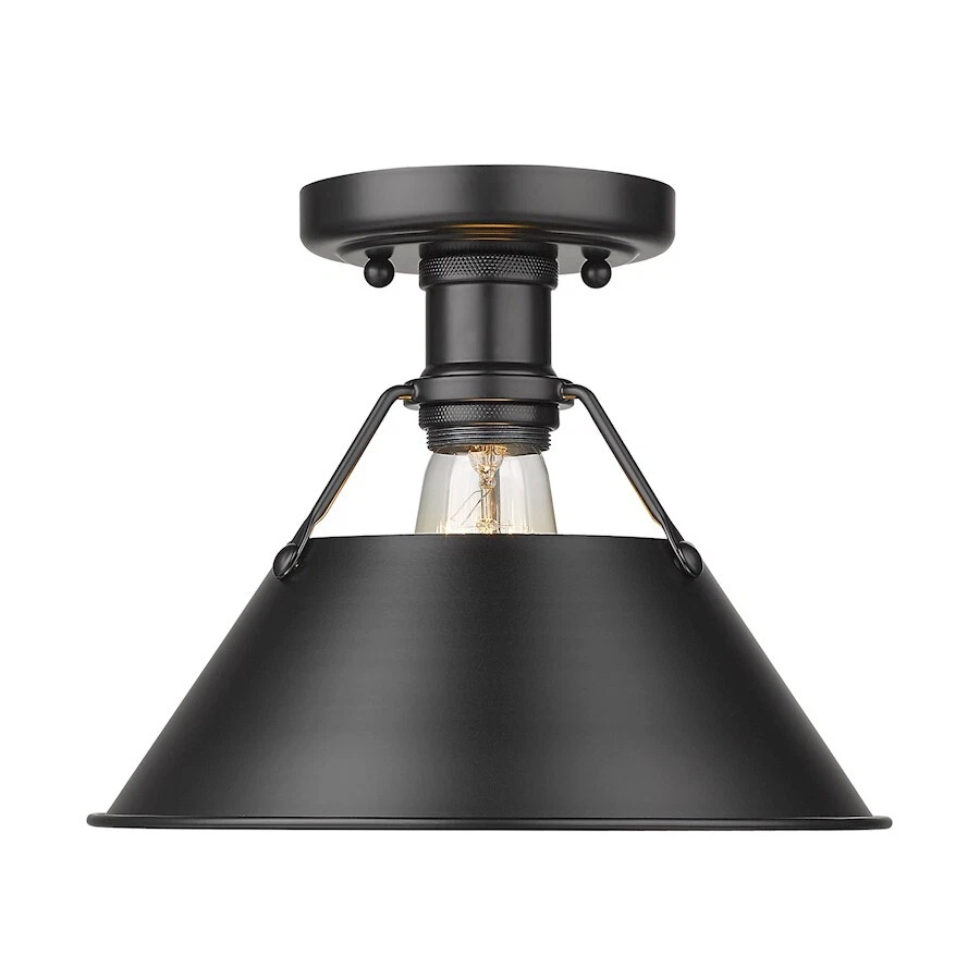 Golden Lighting Orwell 1 Light Flush Mount, Black/Black Shade - 3306-FMBLK-BLK - Imagem 1 de 1