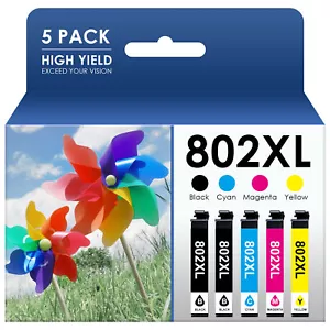 5PK 802XL Ink Cartridges for Epson Workforce Pro WF-4740 WF-4730 WF-4720 WF-4734 - Picture 1 of 8