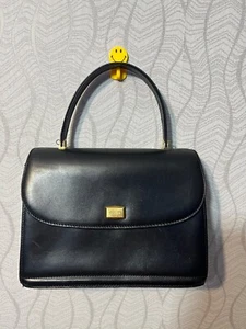 BALLY Vintage Top Women Black Leather Classic Handle Handbag Italy Made - Picture 1 of 17