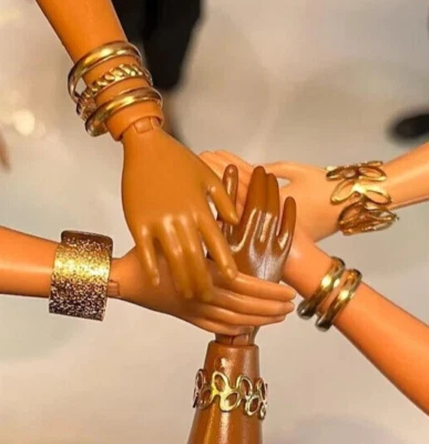 USAMINIATURE 5 pcs set golden silver metal bracelets for 1:6 doll miniature fashion jewelry