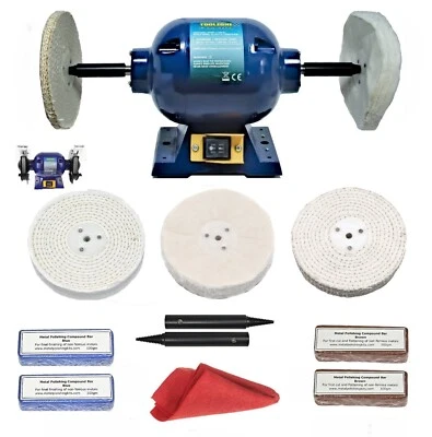 375W 6" Bench Grinder Metal Polishing Machine Aluminium Alloys 6" x 1/2" Wheels - Image 1 of 4