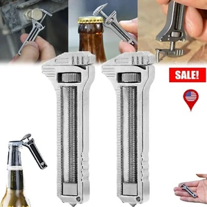 2× Multi-Purpose Adjustable Pocket Wrench Compact Titanium Screwdriver Tool US - Picture 1 of 14