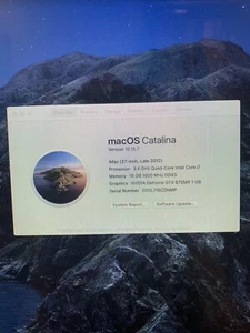 Apple iMAC 27" Late 2012 A1419 | I7 3.4GHz | 16GB | 256GB SSD | GTX 675MX, 1GB - Picture 1 of 9
