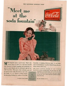 1929 Coca-Cola Meet Me At The Soda Fountain Single Page Print Ad - Picture 1 of 1