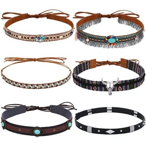 6 pcs cowboy hat band replacement handmade ethnic western hat belts adjustable - Picture 1 of 7
