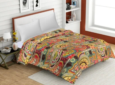 Colcha de algodón doble edredón Kantha estampado indio colcha vintage Foto 1 de 3