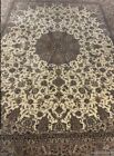 8 X10 Authentic Isfahann Area Rug Oriental Knotted Wool Pile Ivory New Elegance