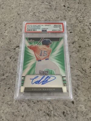 2019 Leaf Metal Draft Colin Barber Green Autograph /10 PSA 10 GEM MINT - Image 1 of 4