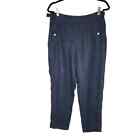 Athleta Voyager Strap Waist 100% Linen Navy Pants Size 8