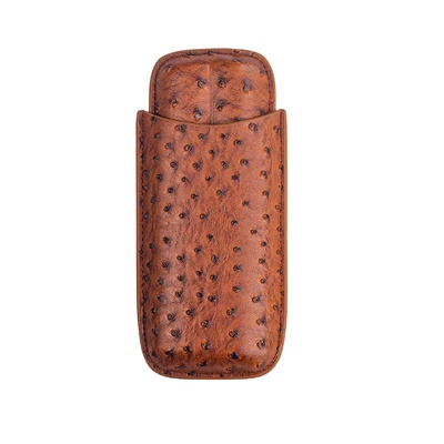 Travel Brown Leather Case Holder 2Tube Portable Cigar Humidor Box Pocket Durable - Image 1 of 4