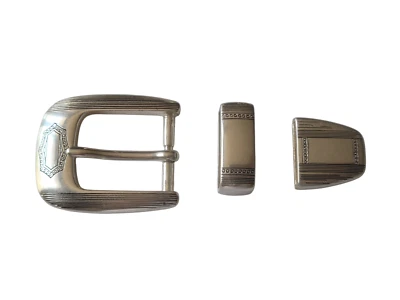 Набор из 3 никелевых пряжек для ковбойского ремня в стиле вестерн — стильные — подходят для ремня 1 дюйм - Изображение 1 из 4