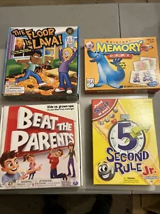 Set Of 4 Kids Games: Memory, Floor Is Lava, 5 Second Rule Jr, Beat The Parents - Picture 1 of 13