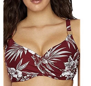 Miraclesuit Hibiskiss Crisscross Bra Top Pompei Red  Sz 34D - Picture 1 of 2