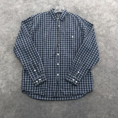 Касс-офис мужская рубашка большой черный синий клетку длинным рукавом с воротником на пуговицах - Изображение 1 из 4