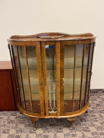 Antique Barget Built Brand curio cabinet display case with walnut finish Cover