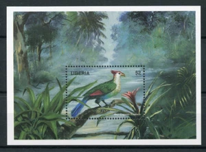 Liberia 1998 MNH Birds on Stamps Red-crested Touraco Turacos 1v S/S - Picture 1 of 1