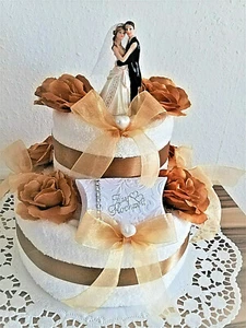 Süße Hochzeitstorte Handtuchtorte tolles Geldgeschenk - Bild 1 von 2