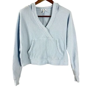 Three Dots Women's Pullover Hoodie Light Blue Oversized Thermal Sweater Size S - Picture 1 of 8