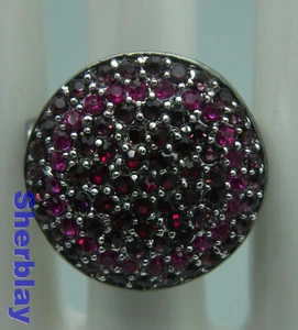 Vintage Jewelry Large Red Pink Rhinestone Cluster Dark Tone Chunky Ring 7.5 - Picture 1 of 6