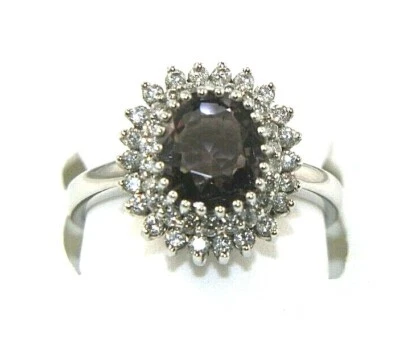 Natural Oval Purple Spinel & Diamond Halo Solitaire Ring 14k White Gold 2.59Ct - Image 1 of 4