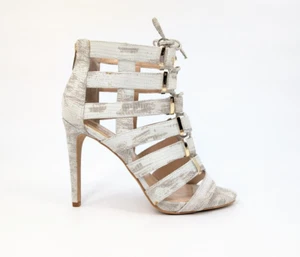Vince Camuto Strappy Heels 11 Snake Embossed Ghillie Gladiator Stiletto Caged - Picture 1 of 15