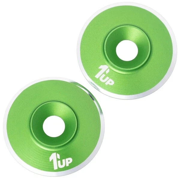 1UP Aluminum LowPro (Low Profile) Wing Washers M3 Green Shine 2pcs 820821 - Image 1 of 1