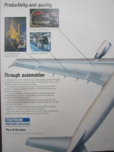1992 PUB TEXTRON AEROSTRUCTURES AEROSPACE STRUCTURE RIVETER AUTOCLAVE AD - Foto 1 di 1