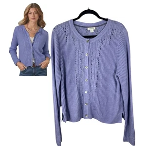 Cárdigan Suéter Tejido 100% Lino Sundance Lottie Anne Púrpura XL NUEVO sin Etiquetas - Imagen 1 de 7