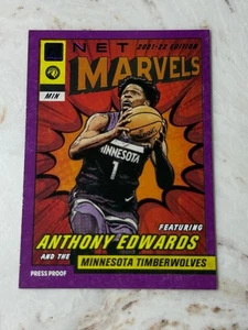 ANTHONY EDWARDS - 2021-22 DONRUSS BASKETBALL NET MARVELS PURPLE PRESS PROOF CARD - Picture 1 of 2