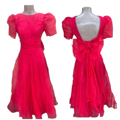 Vestido De Colección Años 70 80 Southern Belle Salón Formal Baile de graduación Sin Espalda Estrás 00 Foto 1 de 4