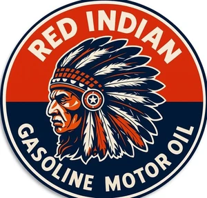 Retro Red Indian Gasoline Motor Oil   Premium Quality Round  Garage Sign - Picture 1 of 1