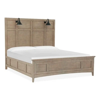 Magnussen Home Paxton Place cola de milano gris lámpara king panel cama Foto 1 de 4