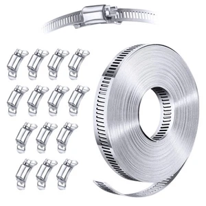 DIY Hose Clamp System Kit, 35 FT Strap + 14 Fasteners, 304 Stainless Steel Wo... - Bild 1 von 7