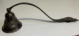 CANDLE SNUFFER SILVER PLATE CHRISTMAS HOLLY BELL SHAPE 9X3" - Picture 1 of 9