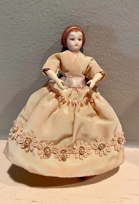 签名1962年谢尔曼史密斯伍德便士木制娃娃娃娃娃娃屋陶瓷头母亲 — 第 1/4 张图片