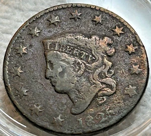 1825 Coronet Head Large Cent, Full Liberty, Environmental Damage Reverse - Picture 1 of 4