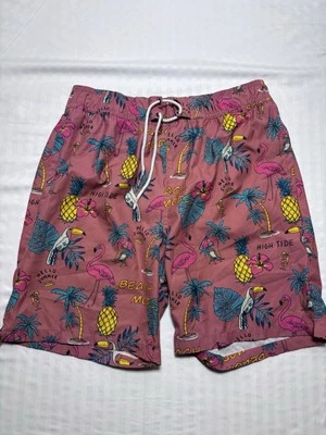 Sovereign Code Floral-Print Swim Shorts Large L Flamingo Pineapple Pink Brown - Image 1 of 4