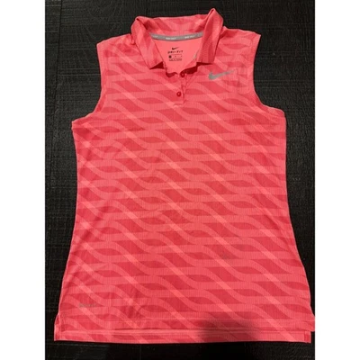 Женская спортивная футболка-поло Nike Golf Dri-FIT без рукавов геометрический розовый цвет - Изображение 1 из 4