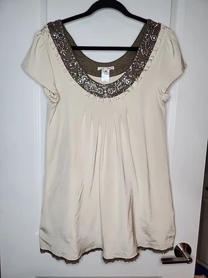 Mini Vestido Túnica Alice + Olivia Seda Talla Mediana Cuentas NUEVO Auténtico  Foto 1 de 4