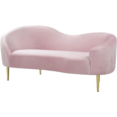 Meridian Furniture Ritz Contemporary Velvet Loveseat in Pink - Image 1 of 4