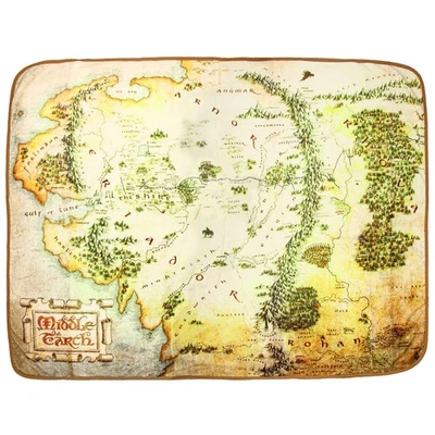 Lord Of The Rings Full Middle Earth Map Design Plush Throw Blanket 46' x 60' - Image 1 of 4